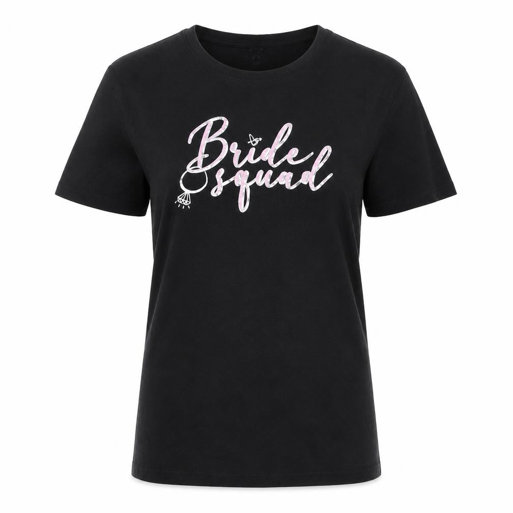 New Look Womens Black Cotton Basic T-Shirt Size 12 Round Neck - Bride Squad