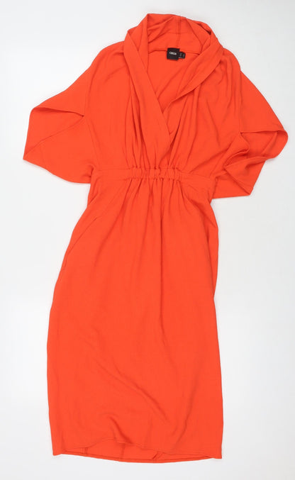 Additional front view of ASOS women’s orange polyester a-line, size UK 8, v-neck pullover