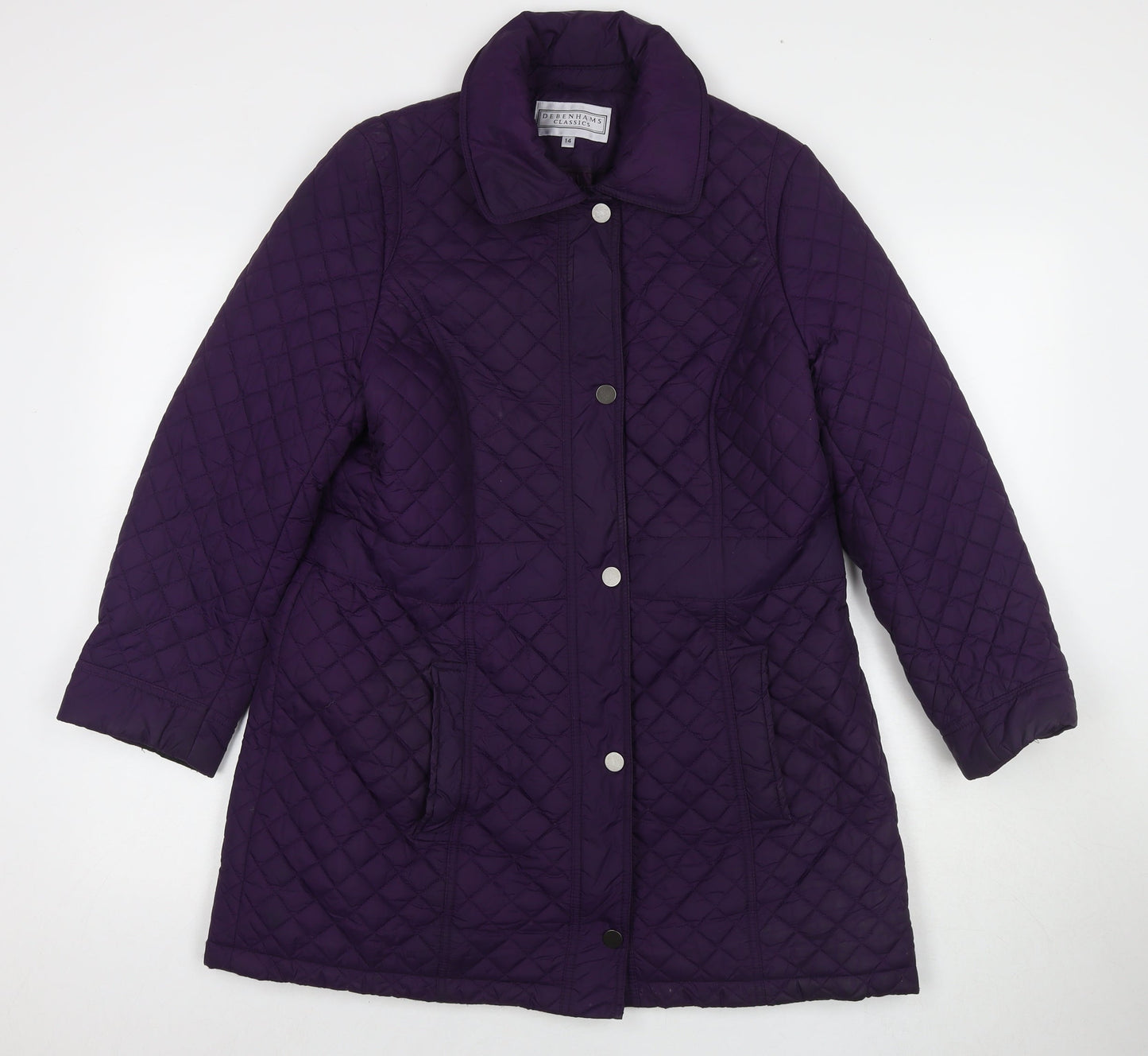 Debenhams Womens Purple Quilted Coat Size 14 Zip