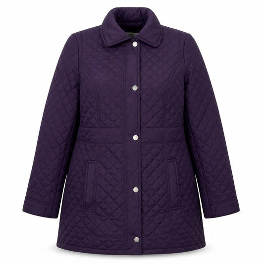 Debenhams Womens Purple Quilted Coat Size 14 Zip