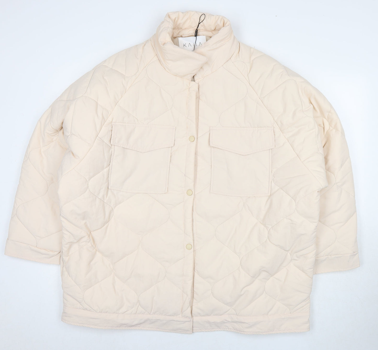 Kaiia Womens Beige Quilted Jacket Size XL Snap