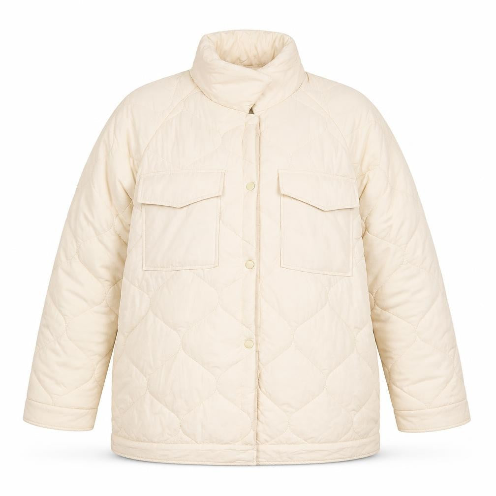Kaiia Womens Beige Quilted Jacket Size XL Snap