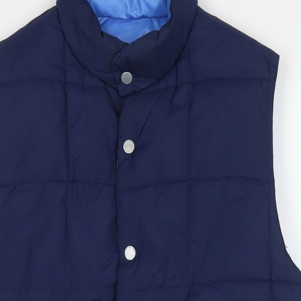 H&M Mens Blue Gilet Waistcoat Size S Snap