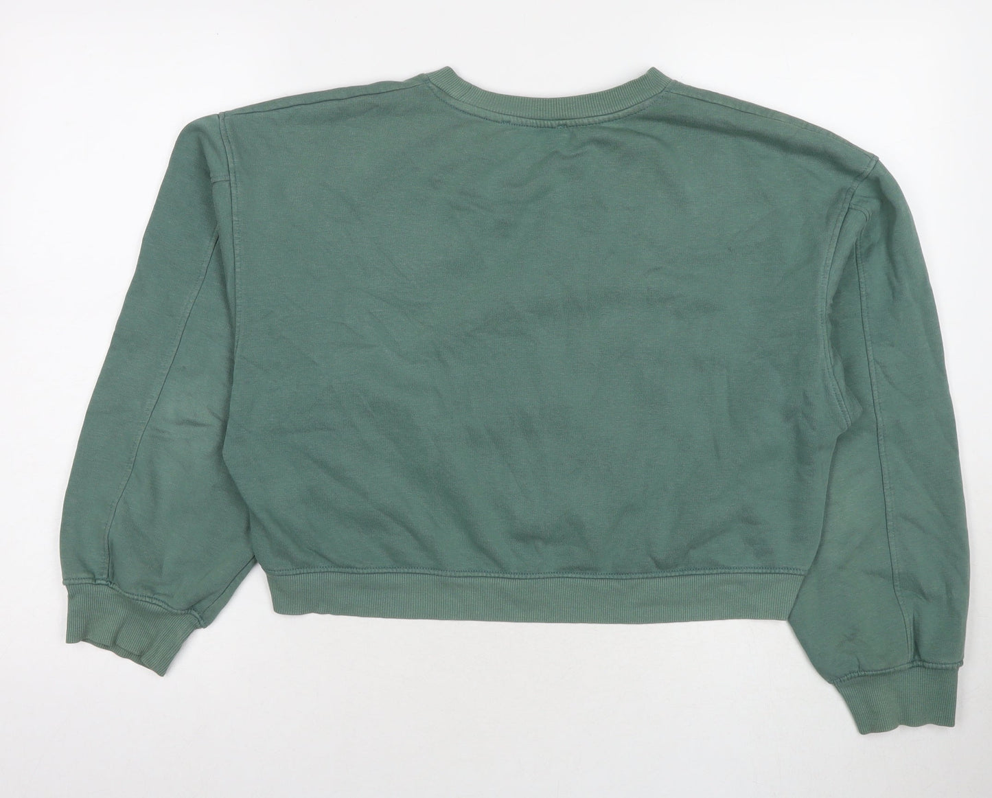 Zara Womens Green Cotton Pullover Sweatshirt Size M Pullover