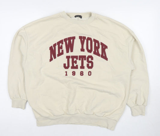 Amber Womens Beige Cotton Pullover Sweatshirt Size M Pullover - New York Jets