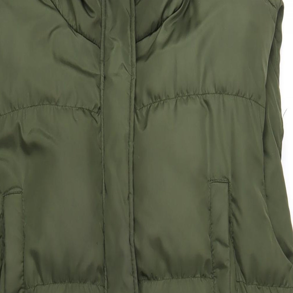 Missguided Womens Green Gilet Coat Size 6 Zip