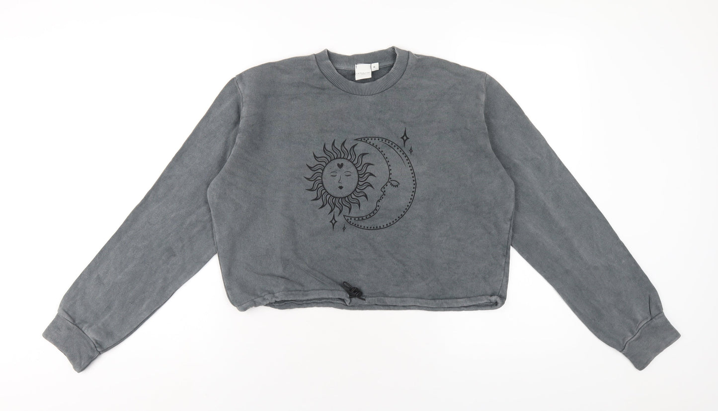 Skinny Dip Womens Grey Cotton Pullover Sweatshirt Size 8 Pullover