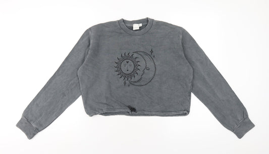 Skinny Dip Womens Grey Cotton Pullover Sweatshirt Size 8 Pullover
