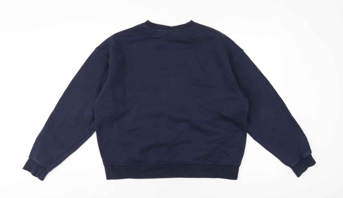 Pull&Bear Womens Blue Cotton Pullover Sweatshirt Size S Pullover