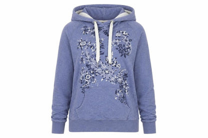 H&M Womens Blue Floral Cotton Pullover Hoodie Size M Pullover