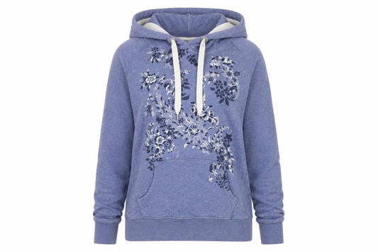 H&M Womens Blue Floral Cotton Pullover Hoodie Size M Pullover