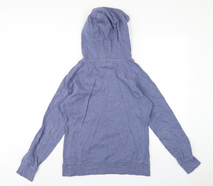 H&M Womens Blue Floral Cotton Pullover Hoodie Size M Pullover