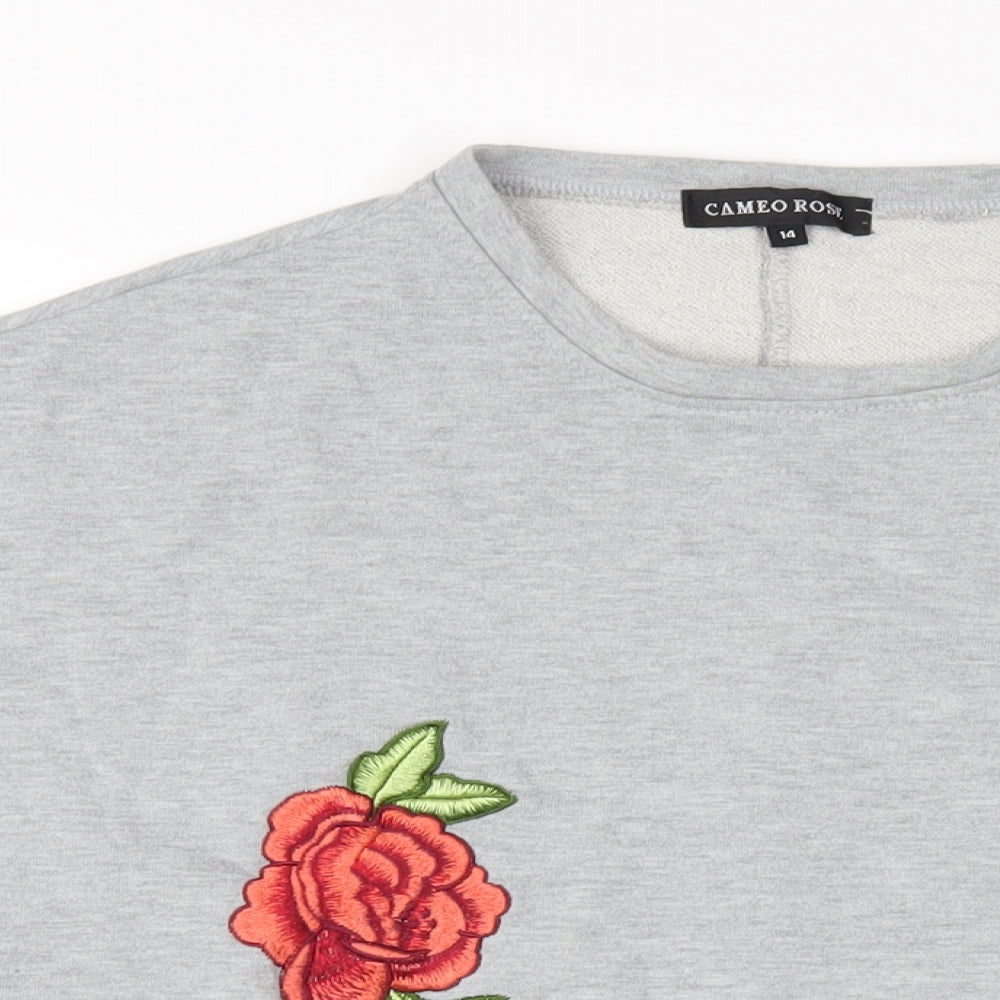 Cameo Rose Womens Grey Cotton Pullover Sweatshirt Size 14 Pullover