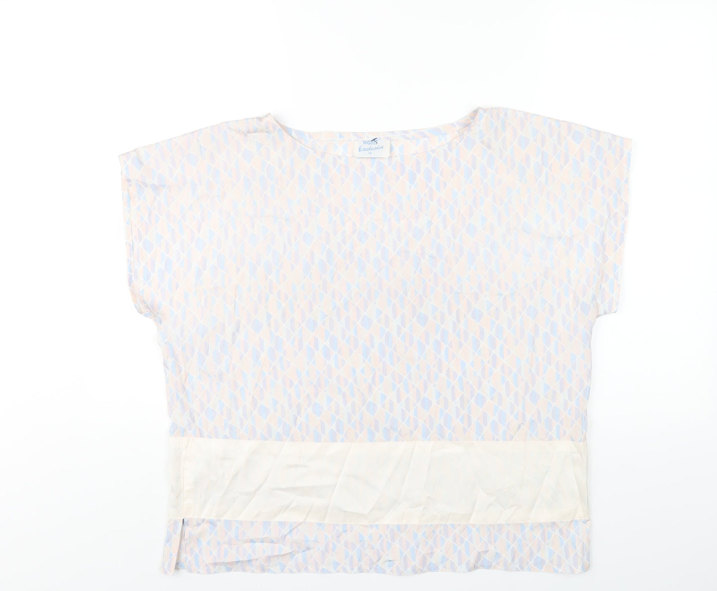 Wallis Womens Multicoloured Geometric Polyester Basic T-Shirt Size 14 Round Neck