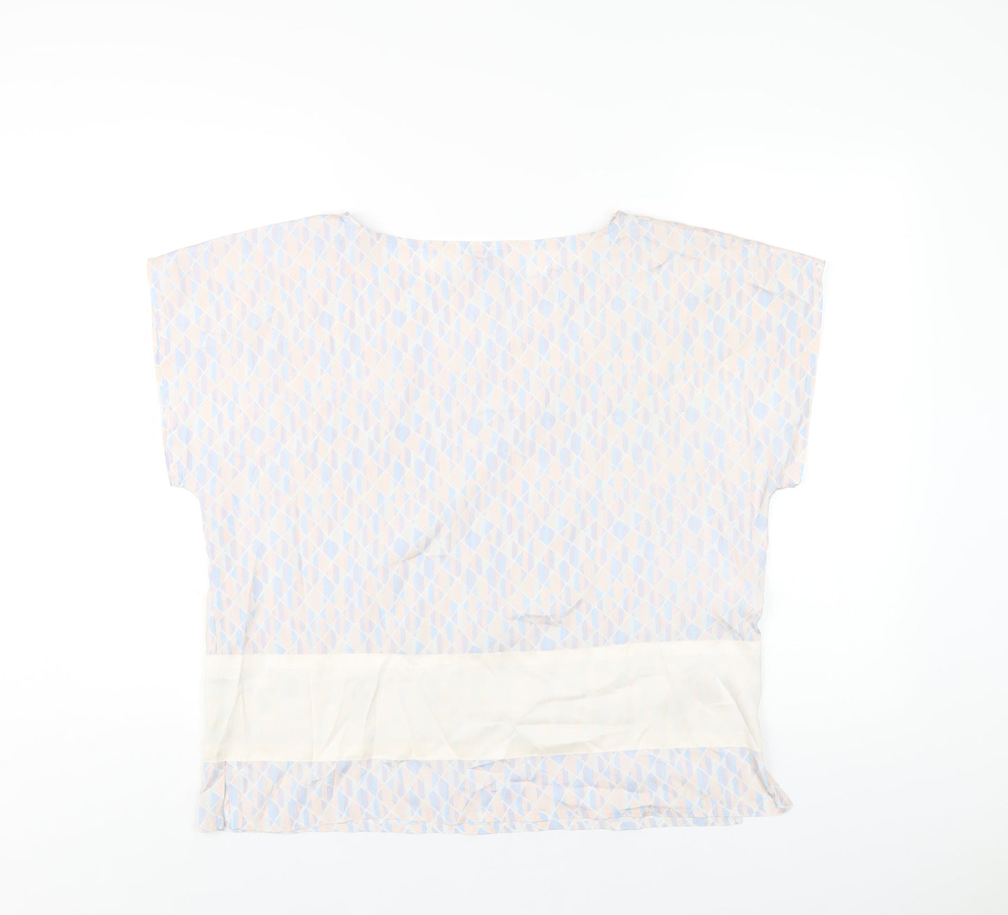 Wallis Womens Multicoloured Geometric Polyester Basic T-Shirt Size 14 Round Neck