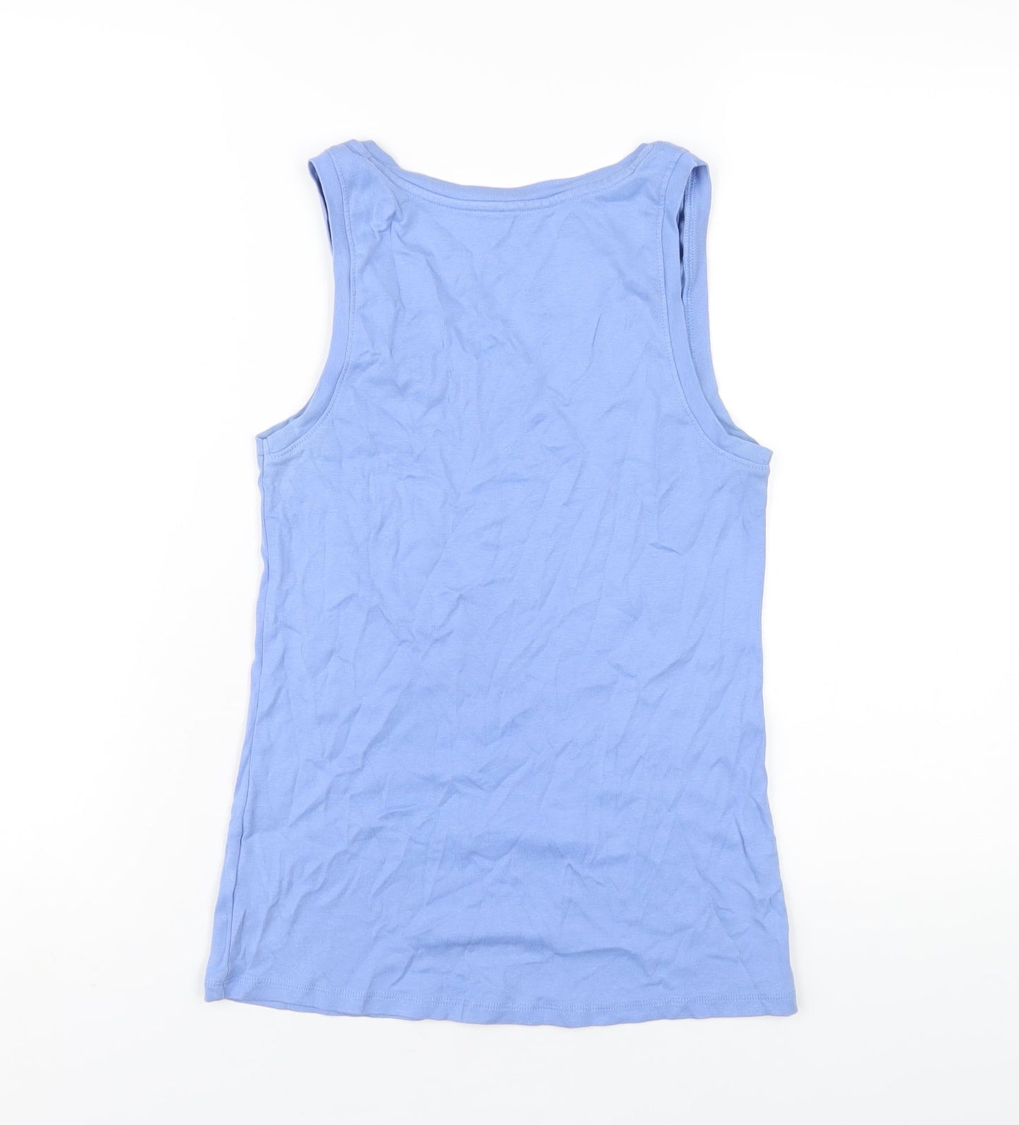 John Lewis Womens Blue Cotton Basic Tank Size 12 Scoop Neck