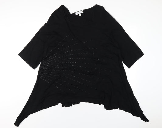 Deane & White Womens Black Viscose Basic T-Shirt Size 22 Round Neck