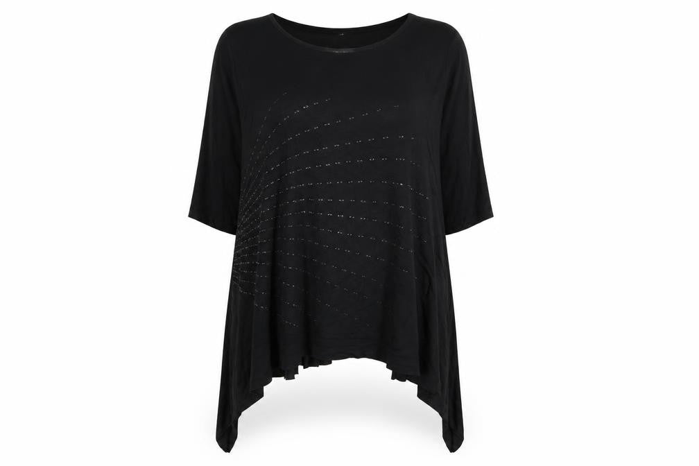 Deane & White Womens Black Viscose Basic T-Shirt Size 22 Round Neck