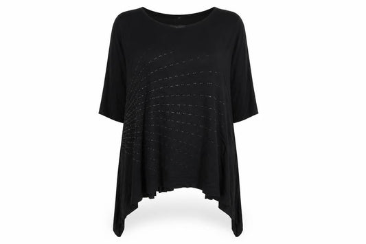 Deane & White Womens Black Viscose Basic T-Shirt Size 22 Round Neck