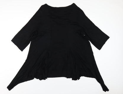 Deane & White Womens Black Viscose Basic T-Shirt Size 22 Round Neck