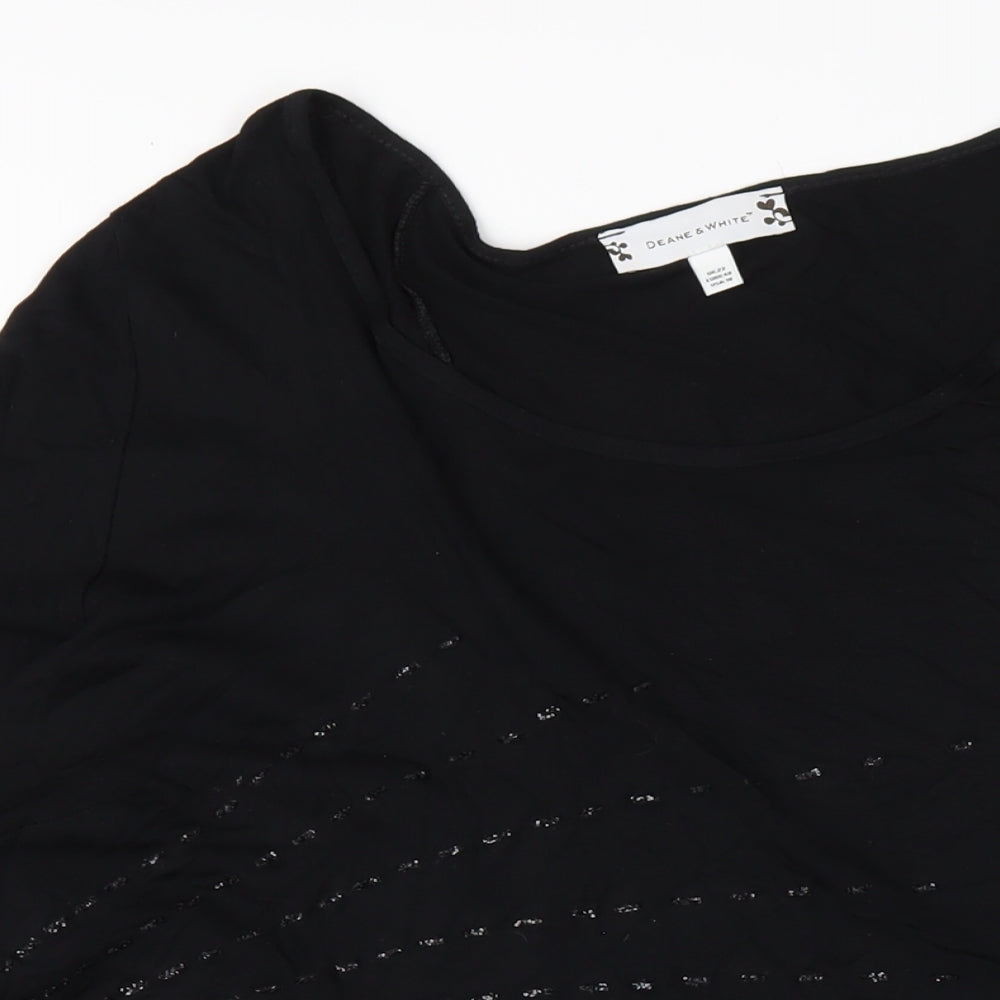 Deane & White Womens Black Viscose Basic T-Shirt Size 22 Round Neck