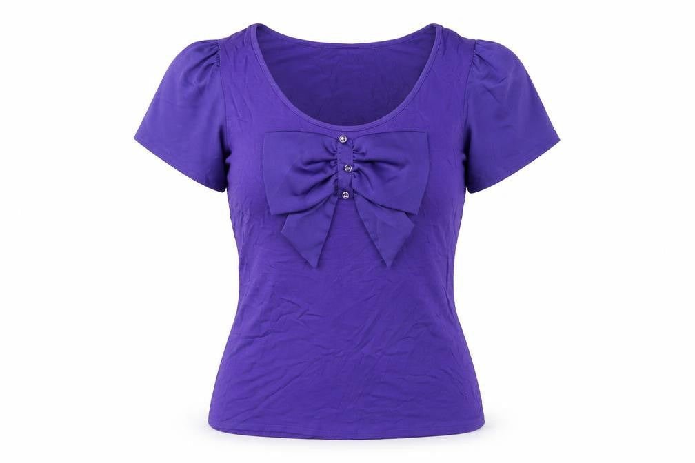 David Emanuel Womens Purple Viscose Basic T-Shirt Size 10 Scoop Neck