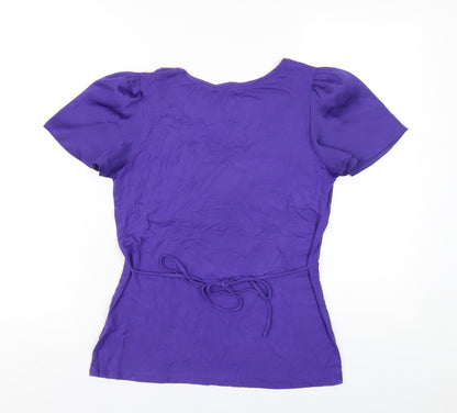 David Emanuel Womens Purple Viscose Basic T-Shirt Size 10 Scoop Neck