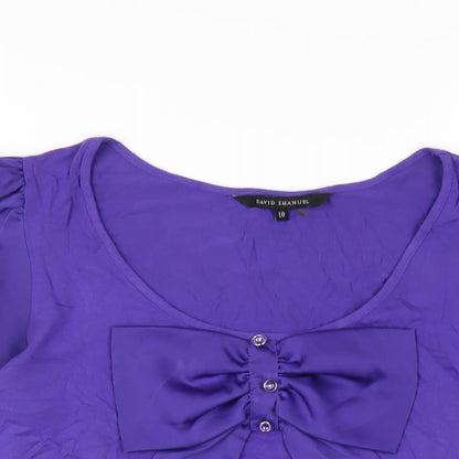 David Emanuel Womens Purple Viscose Basic T-Shirt Size 10 Scoop Neck