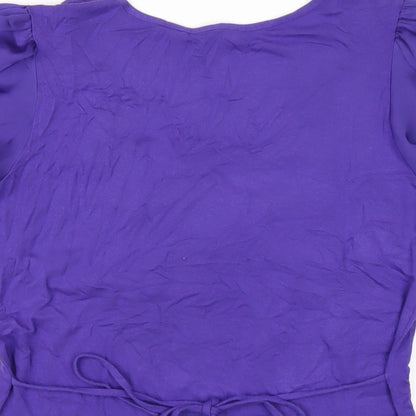 David Emanuel Womens Purple Viscose Basic T-Shirt Size 10 Scoop Neck