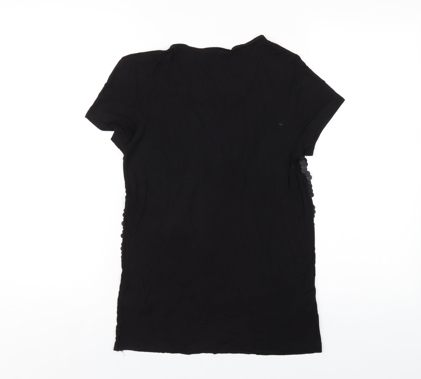 NEXT Womens Black Viscose Basic T-Shirt Size 10 Round Neck
