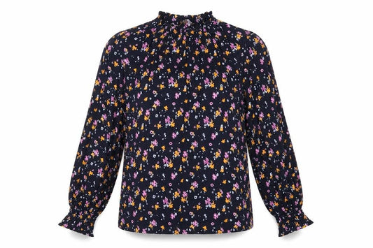 Marks and Spencer Womens Blue Floral Viscose Basic T-Shirt Size 10 Round Neck