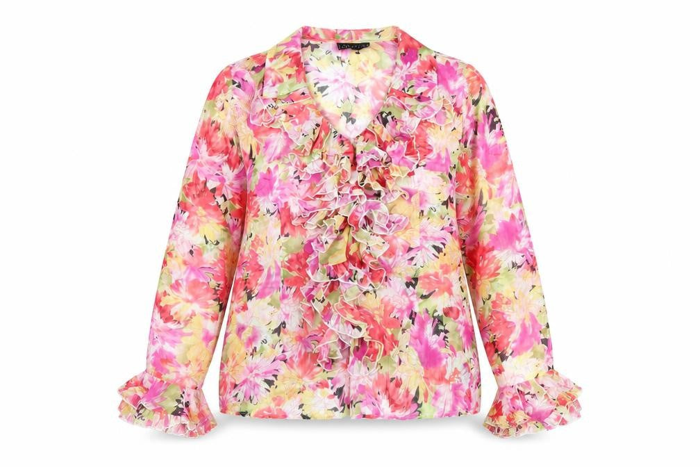 Antonino Philosophy Womens Multicoloured Floral Polyester Basic Blouse Size 12 V-Neck