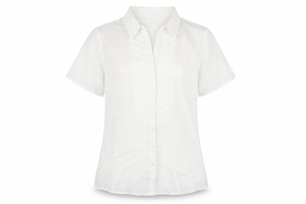 Classics Womens White Polyester Basic Button-Up Size 8 Collared