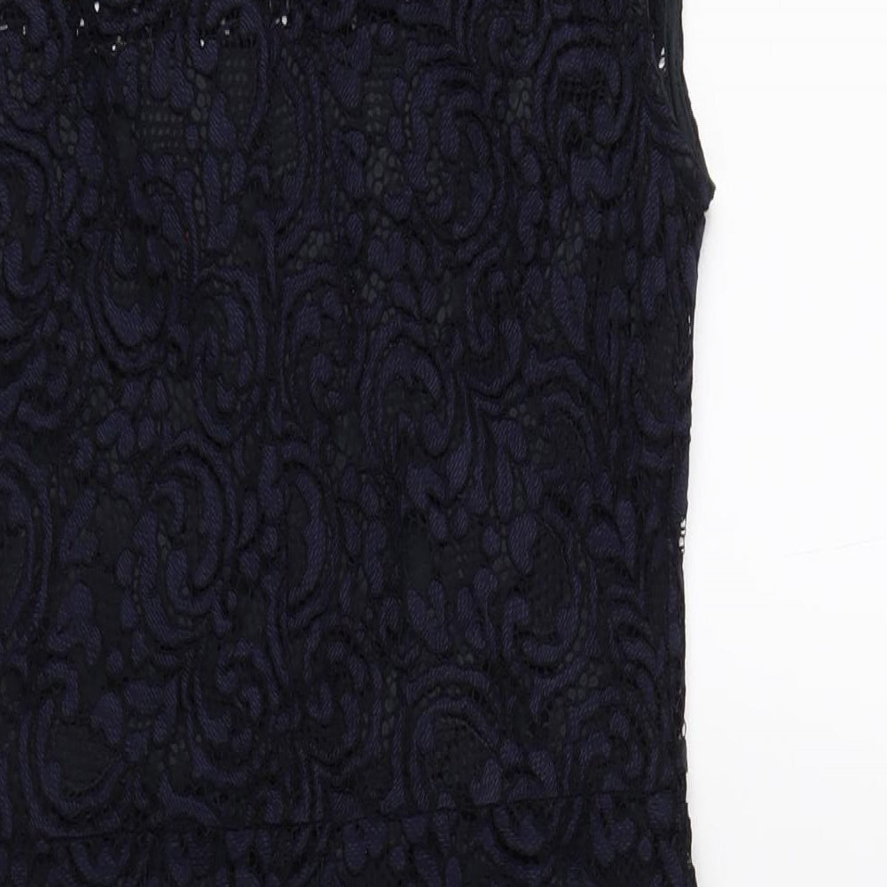 Phase Eight Womens Blue Polyamide A-Line Size 12 Round Neck Zip
