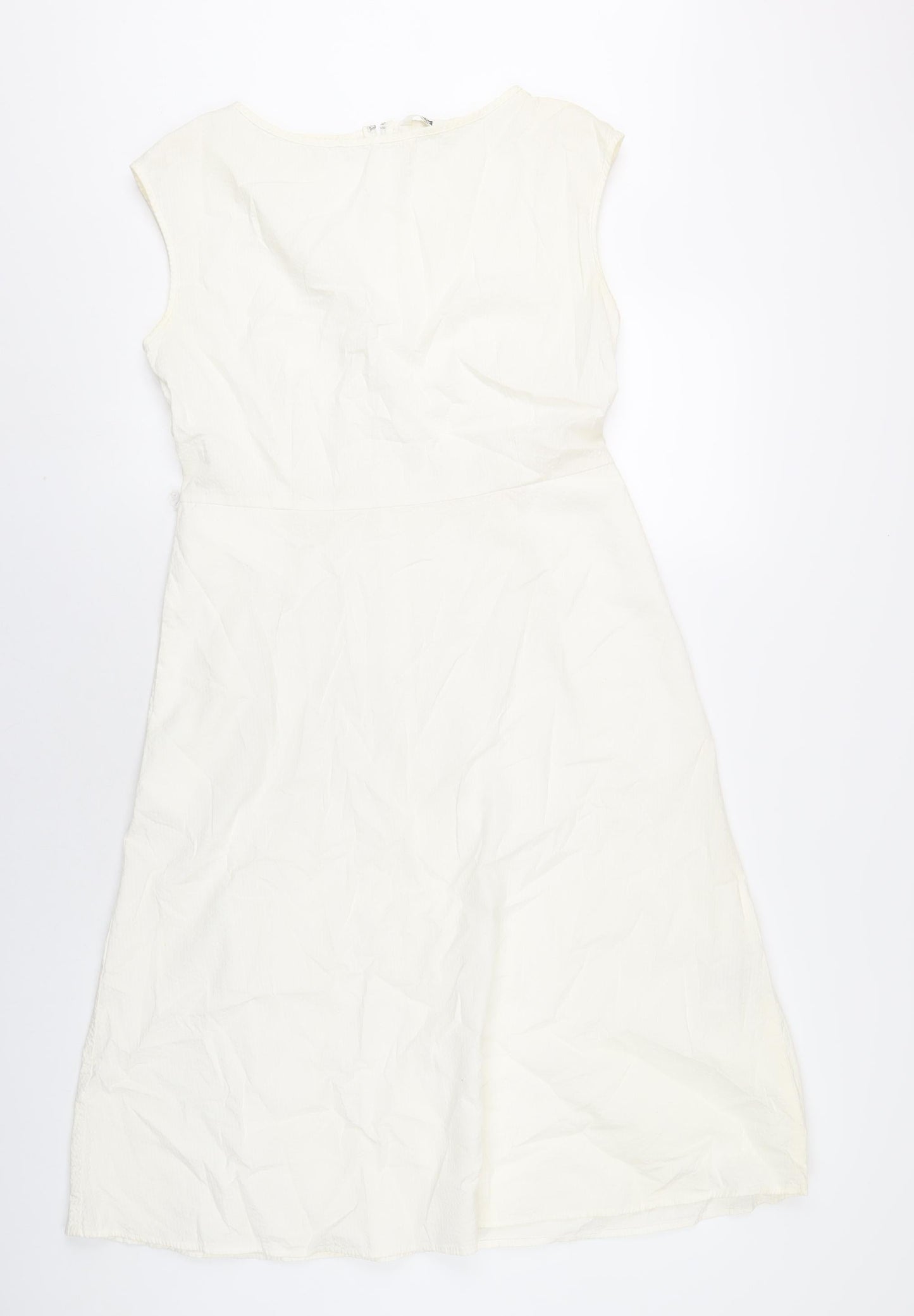 Uniqlo Womens Ivory Cotton A-Line Size M Round Neck Zip