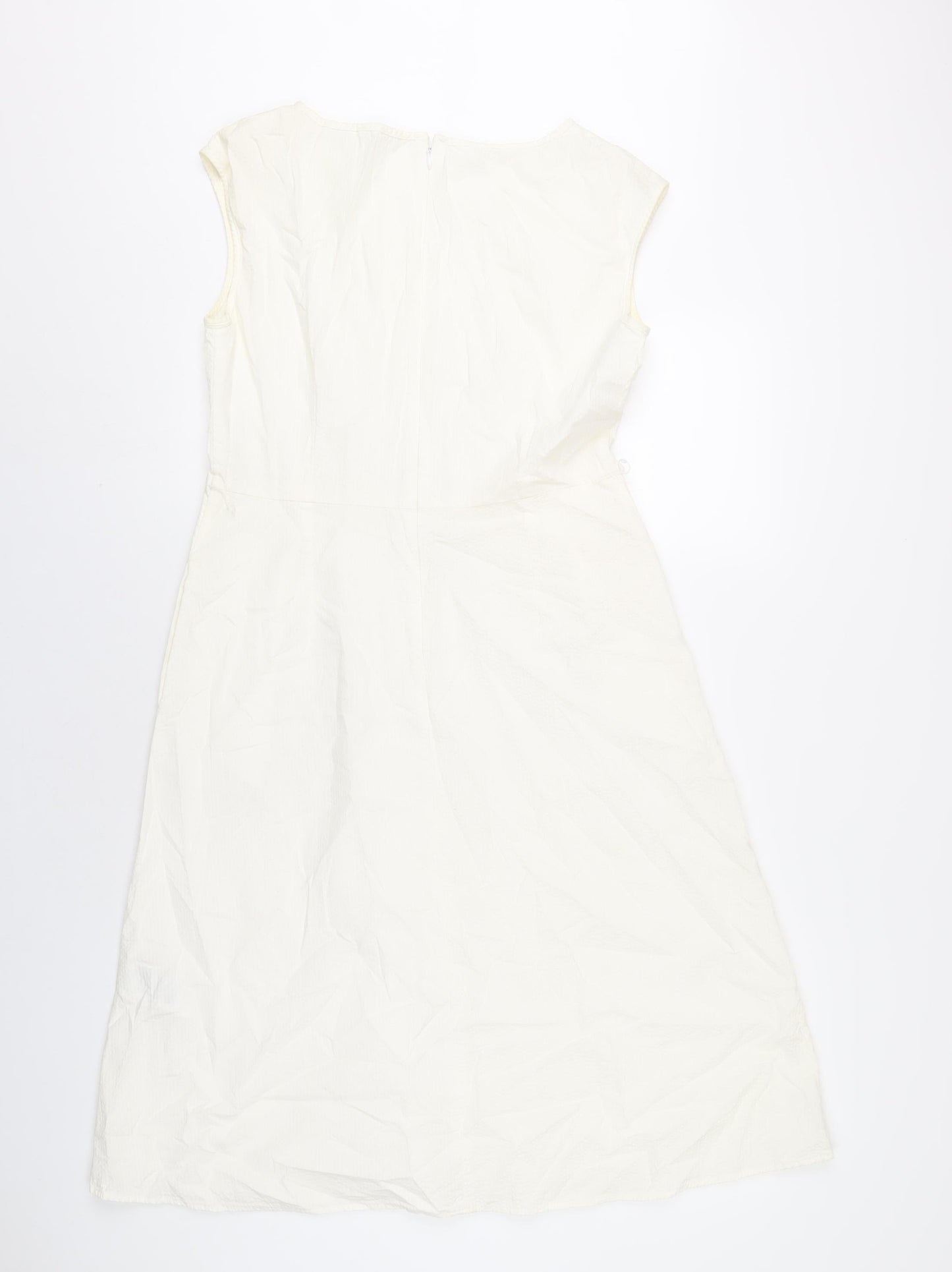 Uniqlo Womens Ivory Cotton A-Line Size M Round Neck Zip