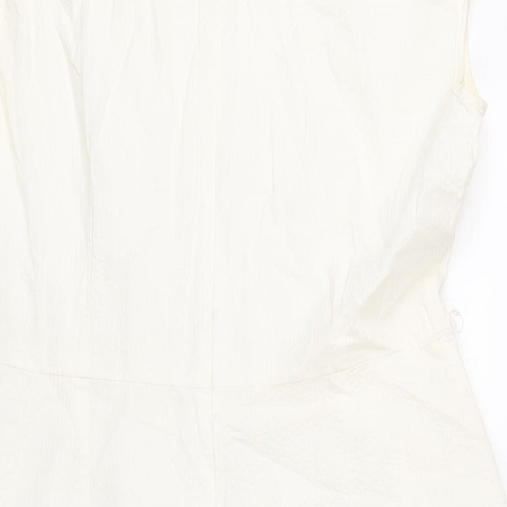 Uniqlo Womens Ivory Cotton A-Line Size M Round Neck Zip