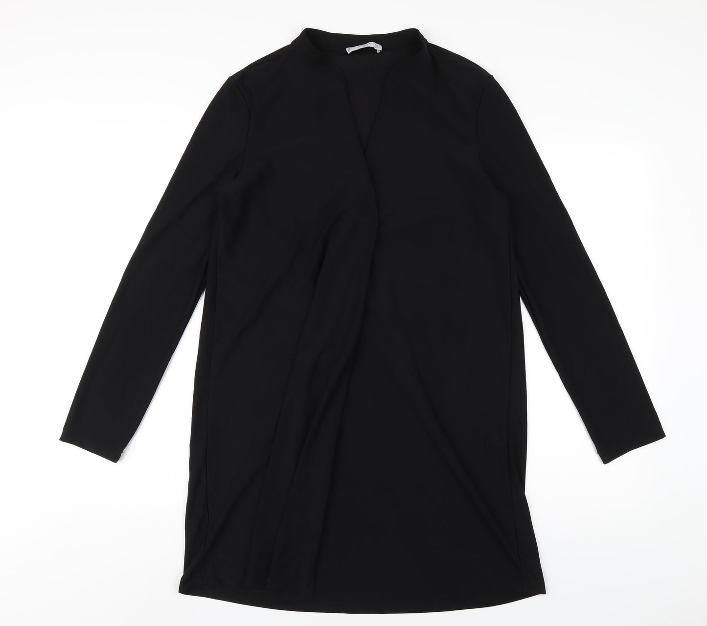 Mango Womens Black Polyester A-Line Size M V-Neck Pullover