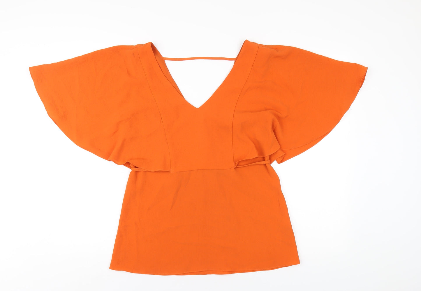 Julien Macdonald Womens Orange Polyester Basic Blouse Size 8 V-Neck