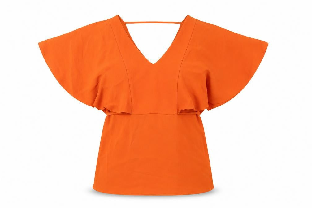 Julien Macdonald Womens Orange Polyester Basic Blouse Size 8 V-Neck