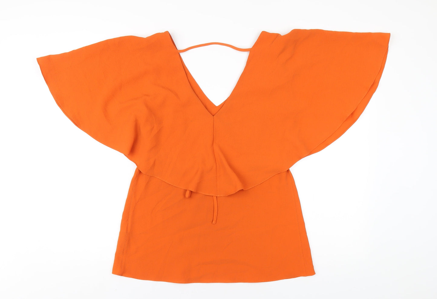 Julien Macdonald Womens Orange Polyester Basic Blouse Size 8 V-Neck