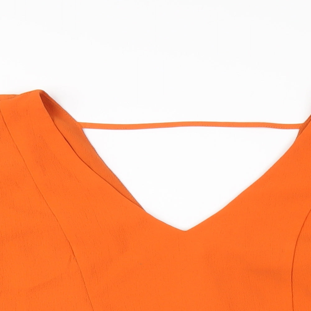 Julien Macdonald Womens Orange Polyester Basic Blouse Size 8 V-Neck