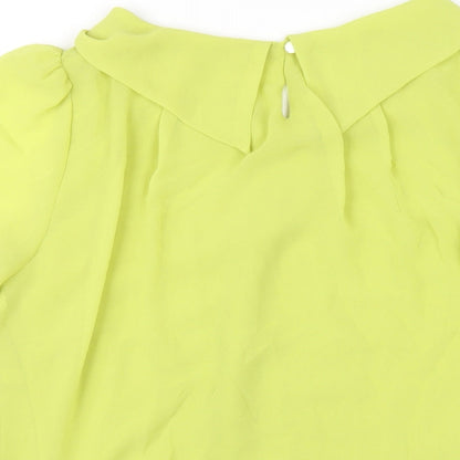 Brand and care label for Roman women’s green polyester basic t-shirt, size UK 14, round neck