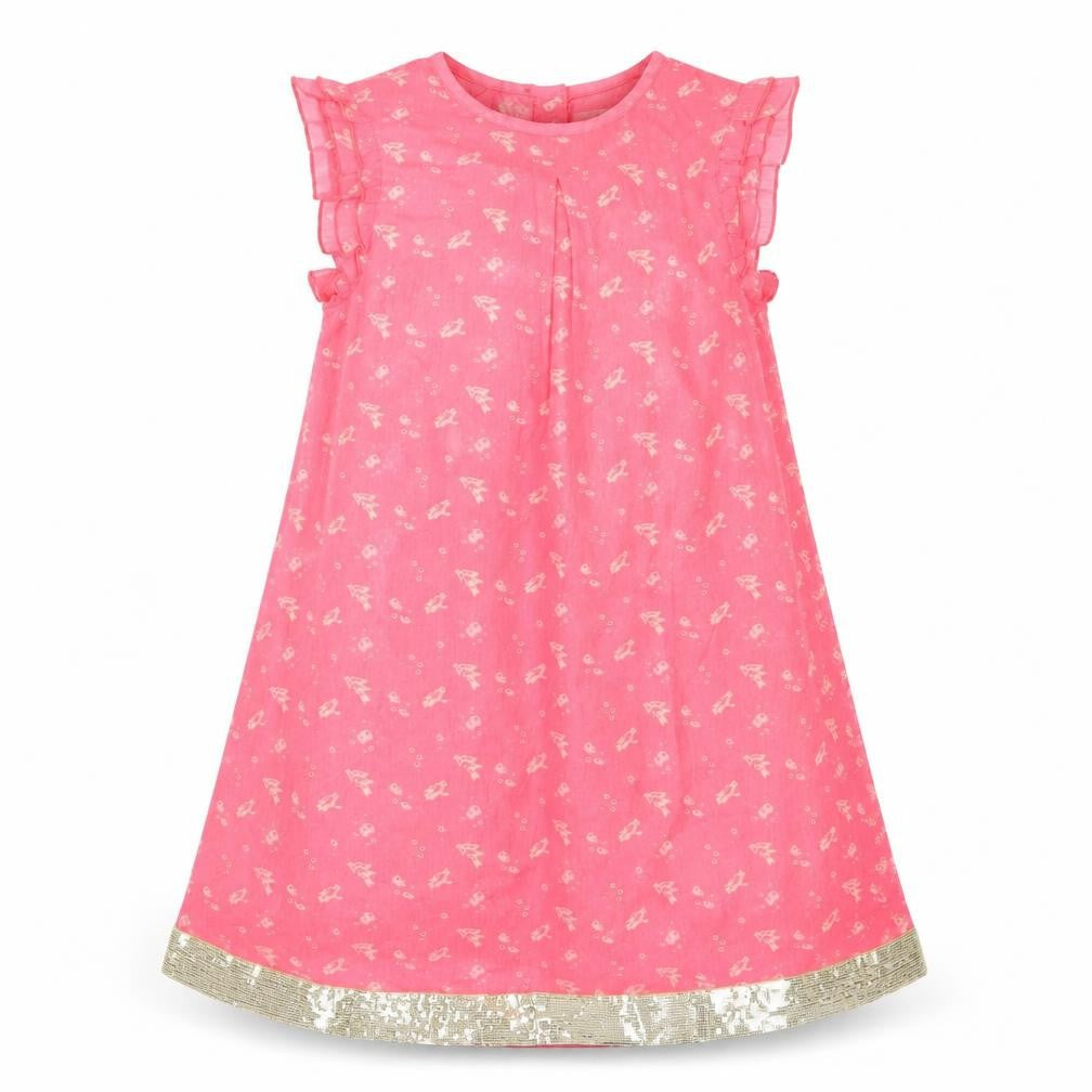 Wild & Gorgeous Girls Pink Polyester A-Line Size 8-9 Years Round Neck Button