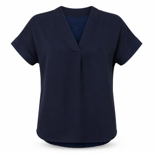 Marks and Spencer Womens Blue Polyester Basic Blouse Size 6 V-Neck