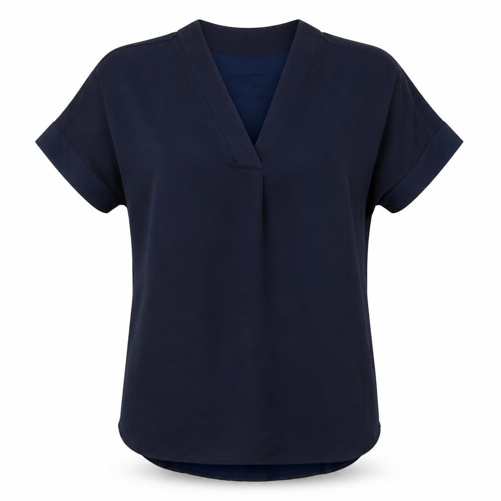 Marks & Spencer Womens Blue Polyester Basic Blouse Size 6 V-Neck