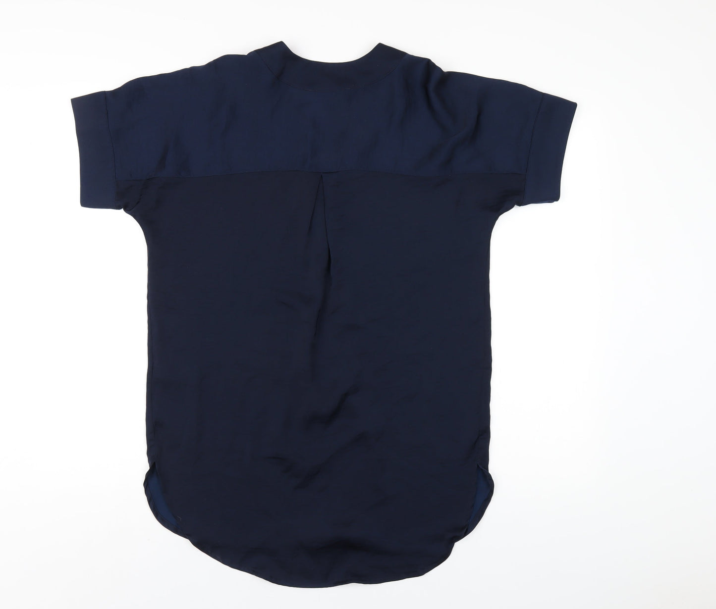 Marks and Spencer Womens Blue Polyester Basic Blouse Size 6 V-Neck