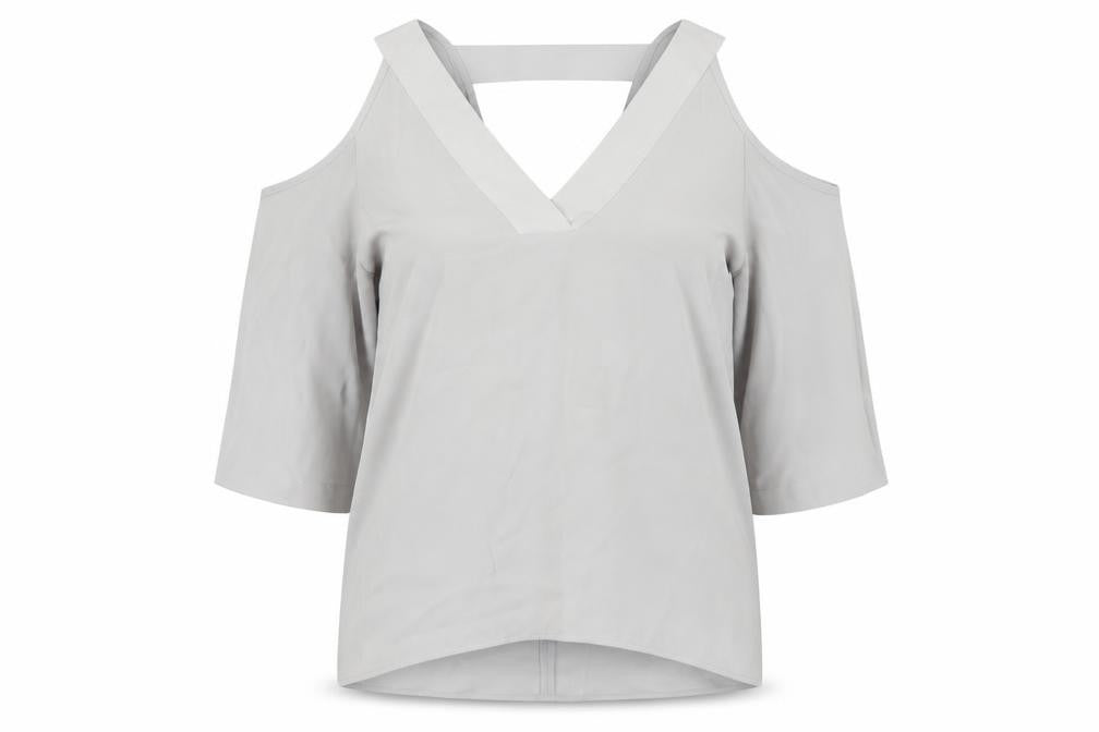 River Island Womens Grey Polyester Basic T-Shirt Size 10 V-Neck