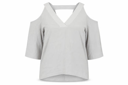 River Island Womens Grey Polyester Basic T-Shirt Size 10 V-Neck