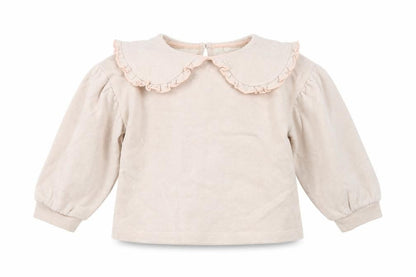 Next Girls Beige Cotton Pullover Sweatshirt Size 2-3 Years Button
